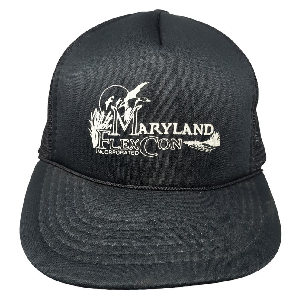 Maryland Flex Con Snapback Trucker Hat Black One Size Adjustable Rope AmaPro